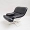 Fauteuil Space Age en Fibre de Verre Blanche et Cuir Noir, 1970s 1