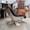 Space Age Lounge Chair In White Fiberglass and Black Leather, 1970s, Image 12