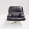 Fauteuil Space Age en Fibre de Verre Blanche et Cuir Noir, 1970s 9