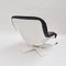Space Age Lounge Chair In White Fiberglass and Black Leather, 1970s, Image 3
