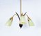 Vintage Chandelier in Brass with Glass Shades, 1950s 1