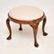 Antique Queen Anne Style Burr Walnut Stool, 1890s, Image 3