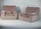 French Lounge Chairs in Pink Foam and Velvet, 1970, Set of 2 1