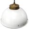 White Vintage Brass and Enamel Pendant Light with Frosted Glass, Image 3