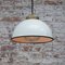 White Vintage Brass and Enamel Pendant Light with Frosted Glass 4