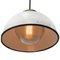 White Vintage Brass and Enamel Pendant Light with Frosted Glass 2