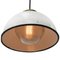 White Vintage Brass and Enamel Pendant Light with Frosted Glass, Image 2