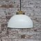 White Vintage Brass and Enamel Pendant Light with Frosted Glass 5