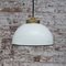 White Vintage Brass and Enamel Pendant Light with Frosted Glass, Image 5