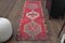 Vintage Turkish Hand-Knotted Crimson and Pink Wool Oushak Hallway Rug, 1960s 1