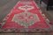 Vintage Turkish Hand-Knotted Crimson and Pink Wool Oushak Hallway Rug, 1960s 2