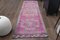 Vintage Turkish Handmade Purple Wool Oushak Hallway Rug, 1950s 1