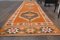 Vintage Turkish Folk Art Handmade Orange Wool Oushak Runner, 1960s, Image 3