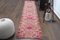 Vintage Turkish Handmade Pink Wool Ikat Oushak Runner, 1960s, Image 1