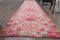 Vintage Turkish Handmade Pink Wool Ikat Oushak Runner, 1960s 2