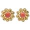 18 Karat Yellow Gold Flower Earrings with Corals, 1950s, Set of 2, Image 1