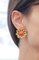18 Karat Yellow Gold Flower Earrings with Corals, 1950s, Set of 2 5