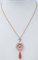 Coral, Sapphires, Diamonds, 14 Karat Rose Gold Pendant Necklace, 1950s, Image 4
