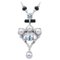 Platin-Anhänger Halskette mit Perlen, Aquamarin, Diamanten und Onyx, 1960er 1