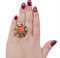 14 Karat Rose Gold Ring with Coral and Emeralds, 1950s 4