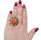 14 Karat Rose Gold Ring with Coral and Emeralds, 1950s, Image 4