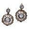 Boucles d'Oreilles Rétro en Or Jaune et Argent avec Diamants, 1940s, Set de 2 1