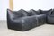 Black Buffalo Leather Le Bambole Sectional Sofa by Mario Bellini for B&b Italia, 1970s, Set of 5 4