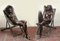 Lifesize Nude Female on Deck Chair Statuen, 2er Set 1