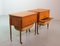Scandinavian Teak Sewing Side Tables in style of Hans Wegner with Cane Basket, 1960s, Set of 2, Image 3