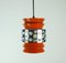 Mid-Century Danish Modern Red Metal and Chrome Lamella Hanging Light 1