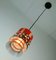 Mid-Century Danish Modern Red Metal and Chrome Lamella Hanging Light 5