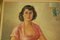 Art Deco Frau in einem Kleid auf einem Klubsessel Armlehne, 1920er, Öl auf Leinwand, gerahmt 4