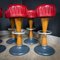 Mid-Century Oak with Red Skai Leather Bar Stools, Set of 8 11