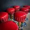 Mid-Century Oak with Red Skai Leather Bar Stools, Set of 8 6