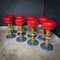 Mid-Century Oak with Red Skai Leather Bar Stools, Set of 8 14