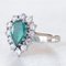Vintage 18k White Gold Ring with Pear Shaped Emerald and Brilliant Cut Diamonds, 1960s 2