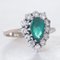 Vintage 18k White Gold Ring with Pear Shaped Emerald and Brilliant Cut Diamonds, 1960s 10