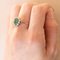 Vintage 18k White Gold Ring with Pear Shaped Emerald and Brilliant Cut Diamonds, 1960s 18