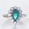Vintage 18k White Gold Ring with Pear Shaped Emerald and Brilliant Cut Diamonds, 1960s 11