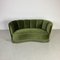 Dunkelgrünes dänisches Vintage Banana Sofa, 1930er 1