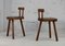 French Tripod Stools with Brutalist Backs, 1960s, Set of 2 15