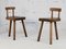 French Tripod Stools with Brutalist Backs, 1960s, Set of 2 16