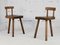 French Tripod Stools with Brutalist Backs, 1960s, Set of 2, Image 17