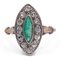 18 Karat Gold und Silber Ring mit Smaragd und Rosenschliff Diamanten, 900er 1