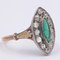18 Karat Gold und Silber Ring mit Smaragd und Rosenschliff Diamanten, 900er 2