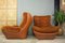 Lounge Chairs in Cognac Leatherette and Velvet from Beka, 1960s, Set of 2 7