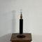Mid-Century French Black Leather and Brass Table Lamp, Image 3