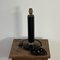 Mid-Century French Black Leather and Brass Table Lamp 5