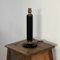 Lámpara de mesa francesa Mid-Century de cuero negro y latón, Imagen 8