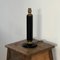 Mid-Century French Black Leather and Brass Table Lamp 8